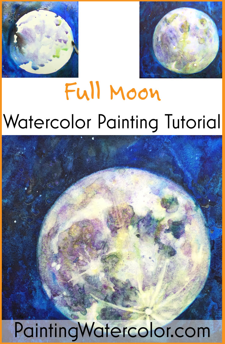 How to Paint a Full Moon watercolor painting tutorial by Jennifer Branch