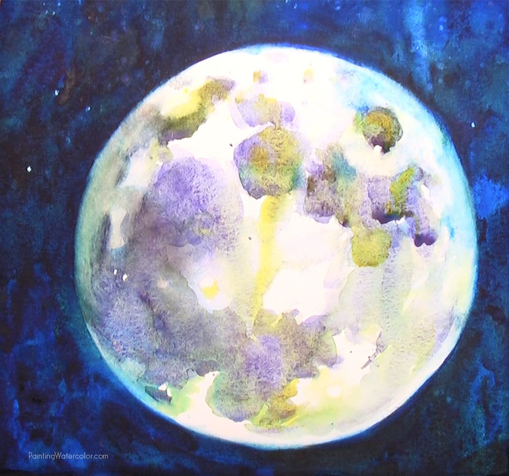 How to Paint a Full Moon Painting Tutorial 4