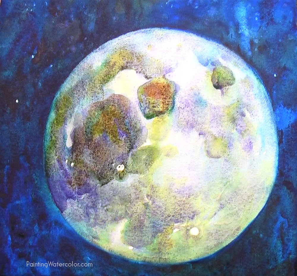 How to Paint a Full Moon Watercolor Painting Tutorial 6