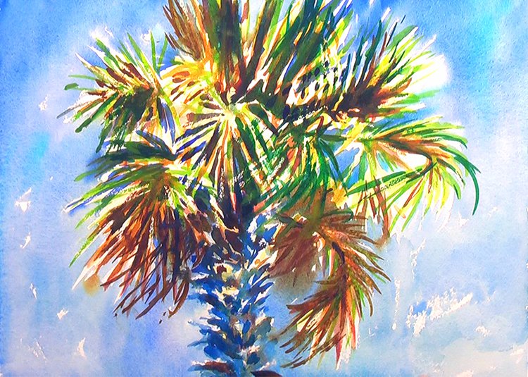 Charleston Palm Tree Watercolor Painting Tutorial 6