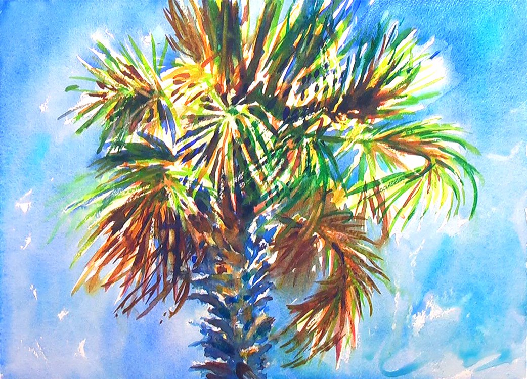Charleston Palm Tree Watercolor Painting Tutorial 7