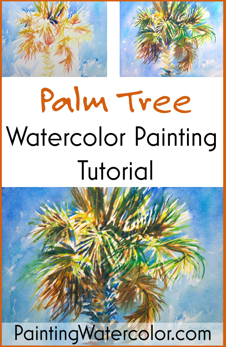 Charleston Palm Tree watercolor painting tutorial by Jennifer Branch