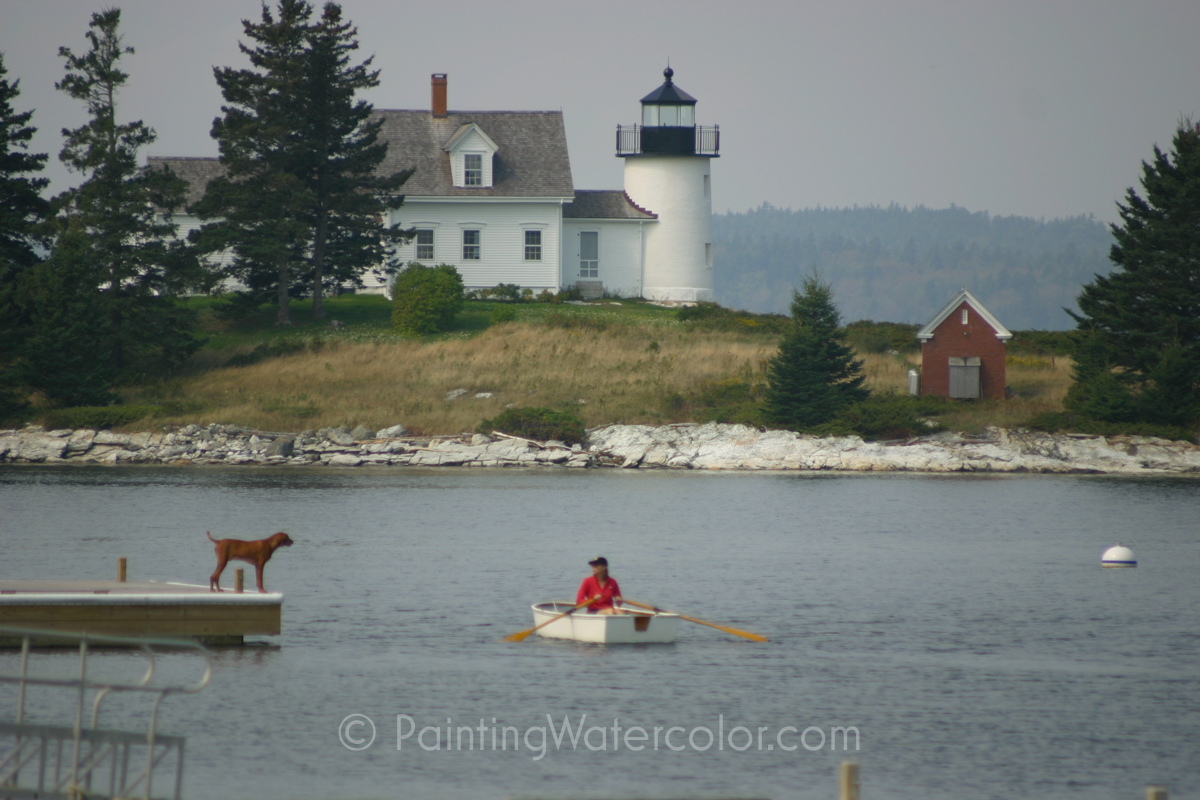Maine Lighthouse and Dog Reference Photo