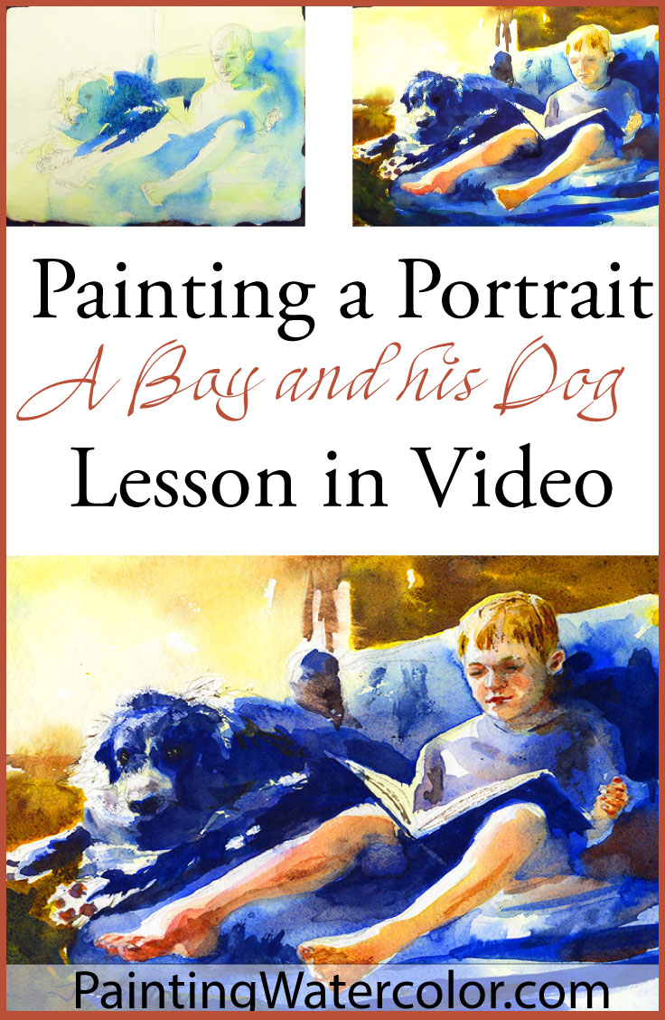 Painting a Boy and his Dog watercolor painting tutorial by Jennifer Branch