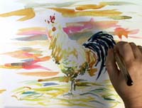 Rooster Watercolor Painting Lesson 2