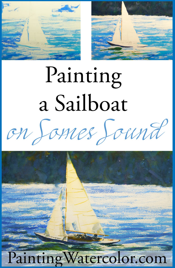 How to Paint a Sailboat watercolor painting tutorial by Jennifer Branch