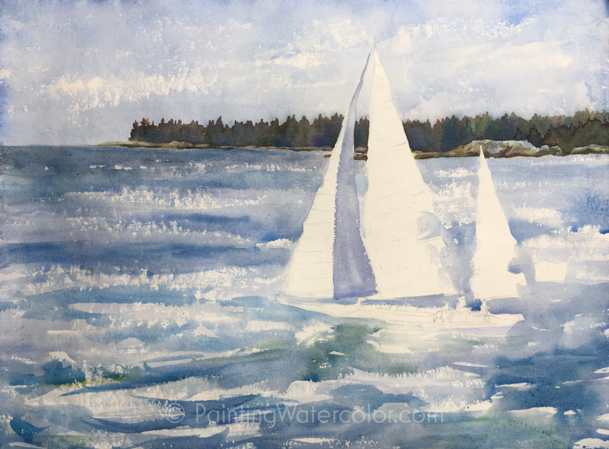 watercolor sailboat with name