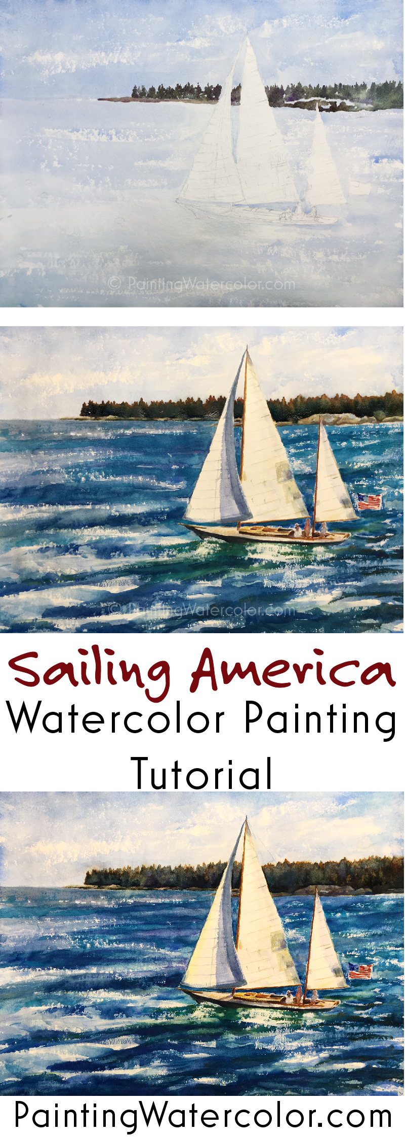 Sailboat Painting Tutorial watercolor painting tutorial by Jennifer Branch