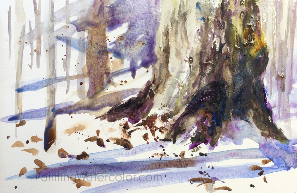 Snow Tree Sketch Watercolor Painting Tutorial 6