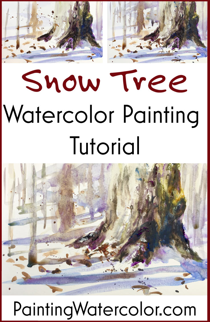 Snow Tree Sketch watercolor painting tutorial by Jennifer Branch