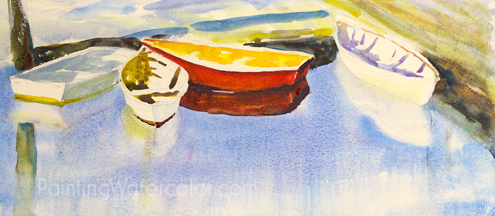 Southwest Harbor Dinghies Reflections Painting Tutorial 3