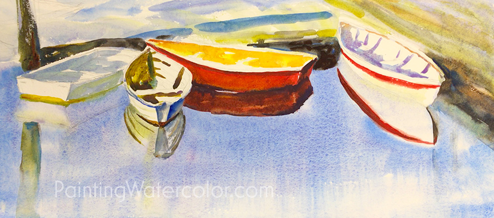 Southwest Harbor Dinghies Reflections Painting Tutorial 4