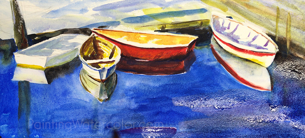 Southwest Harbor Dinghies Reflections Painting Tutorial 5