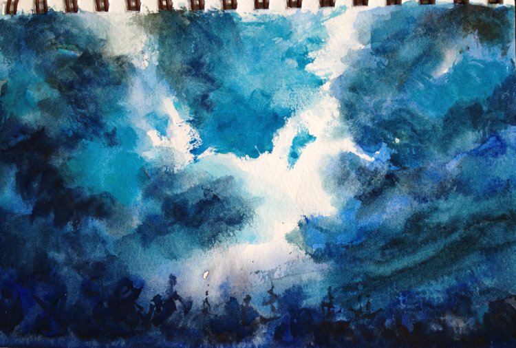 dark stormy sky painting