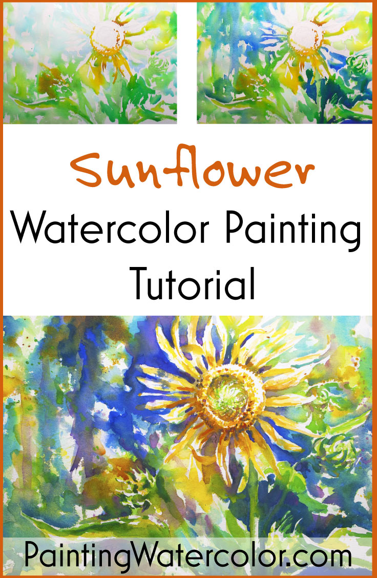 Sunflower watercolor painting tutorial by Jennifer Branch