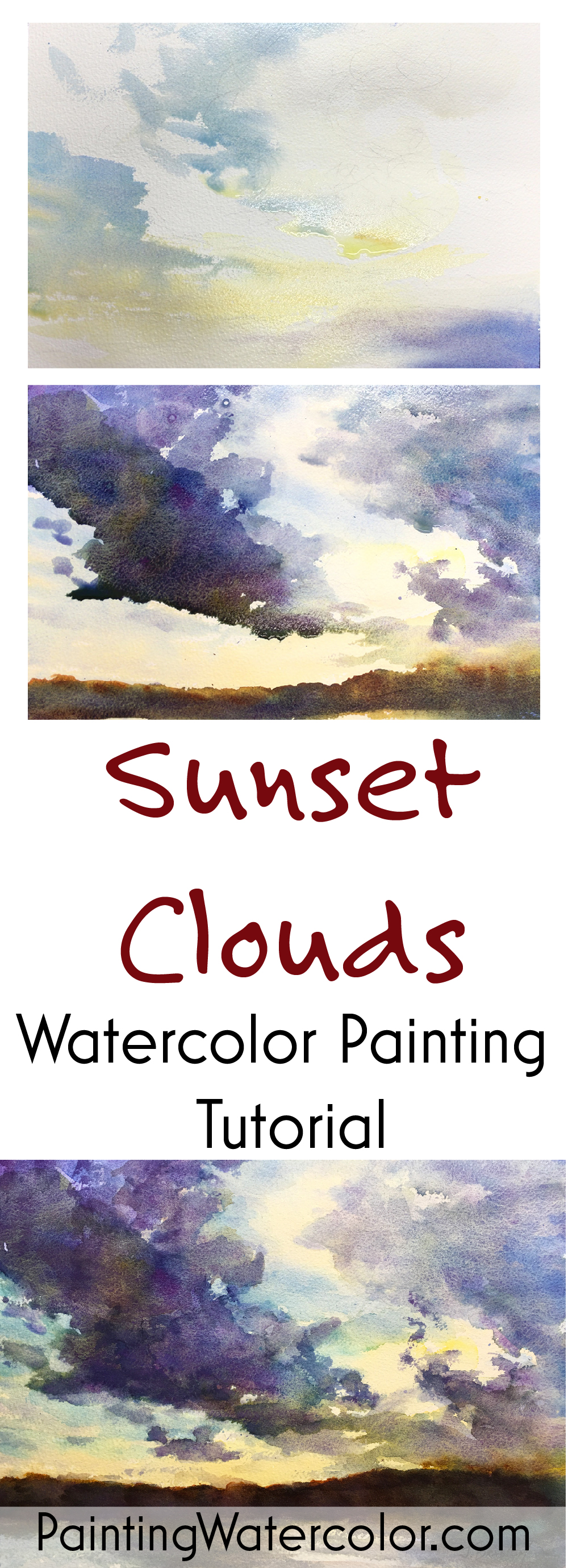 Sunset Clouds Watercolor Painting Tutorial