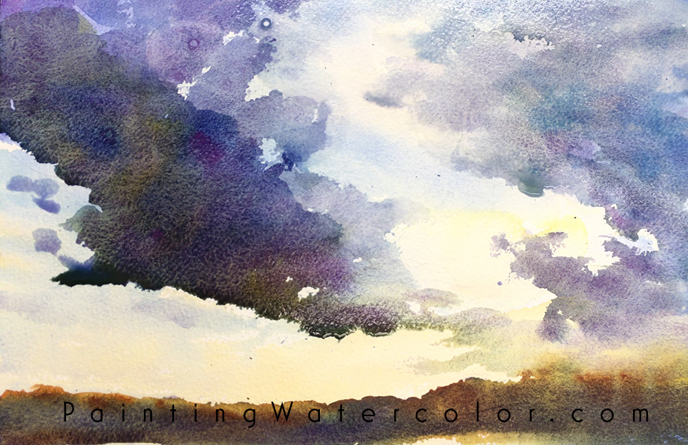 Sunset Clouds Watercolor Painting Tutorial 6