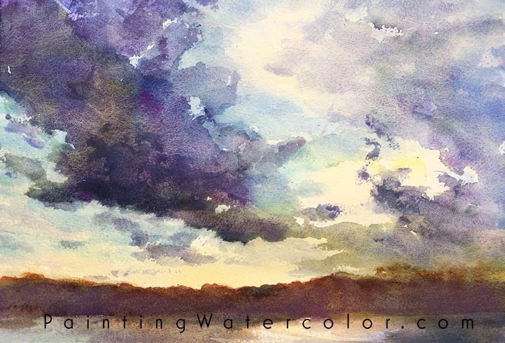 Sunset Clouds Watercolor Painting Tutorial 7