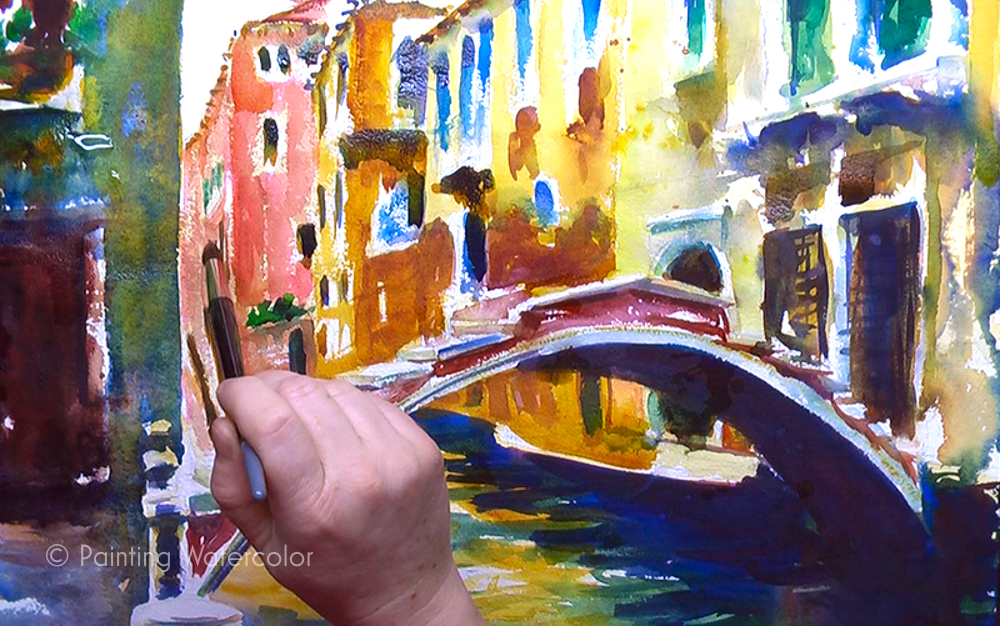 Painting a Venice Bridge Watercolor Painting Tutorial 7