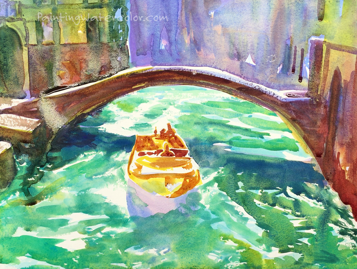 How to Paint a Venice Boat Watercolor Painting Tutorial 6