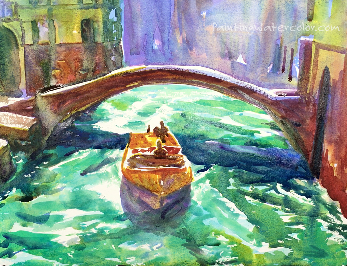 How to Paint a Venice Boat Watercolor Painting Tutorial 7