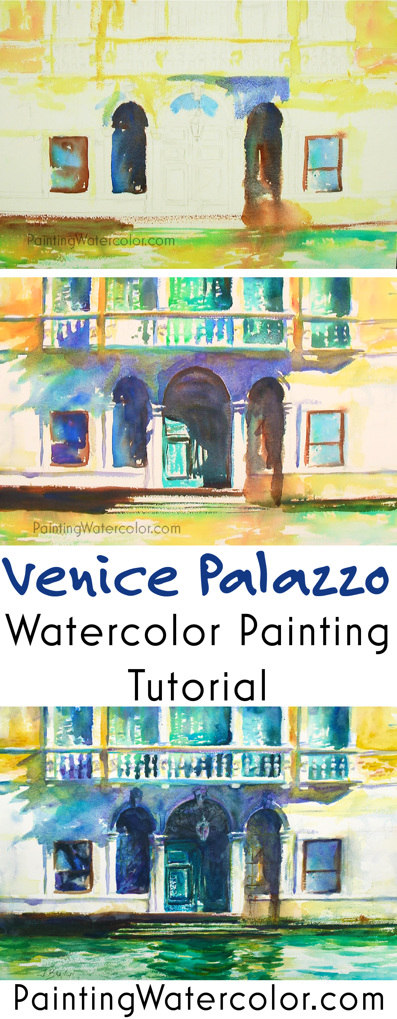 Venice Palazzo watercolor painting tutorial by Jennifer Branch