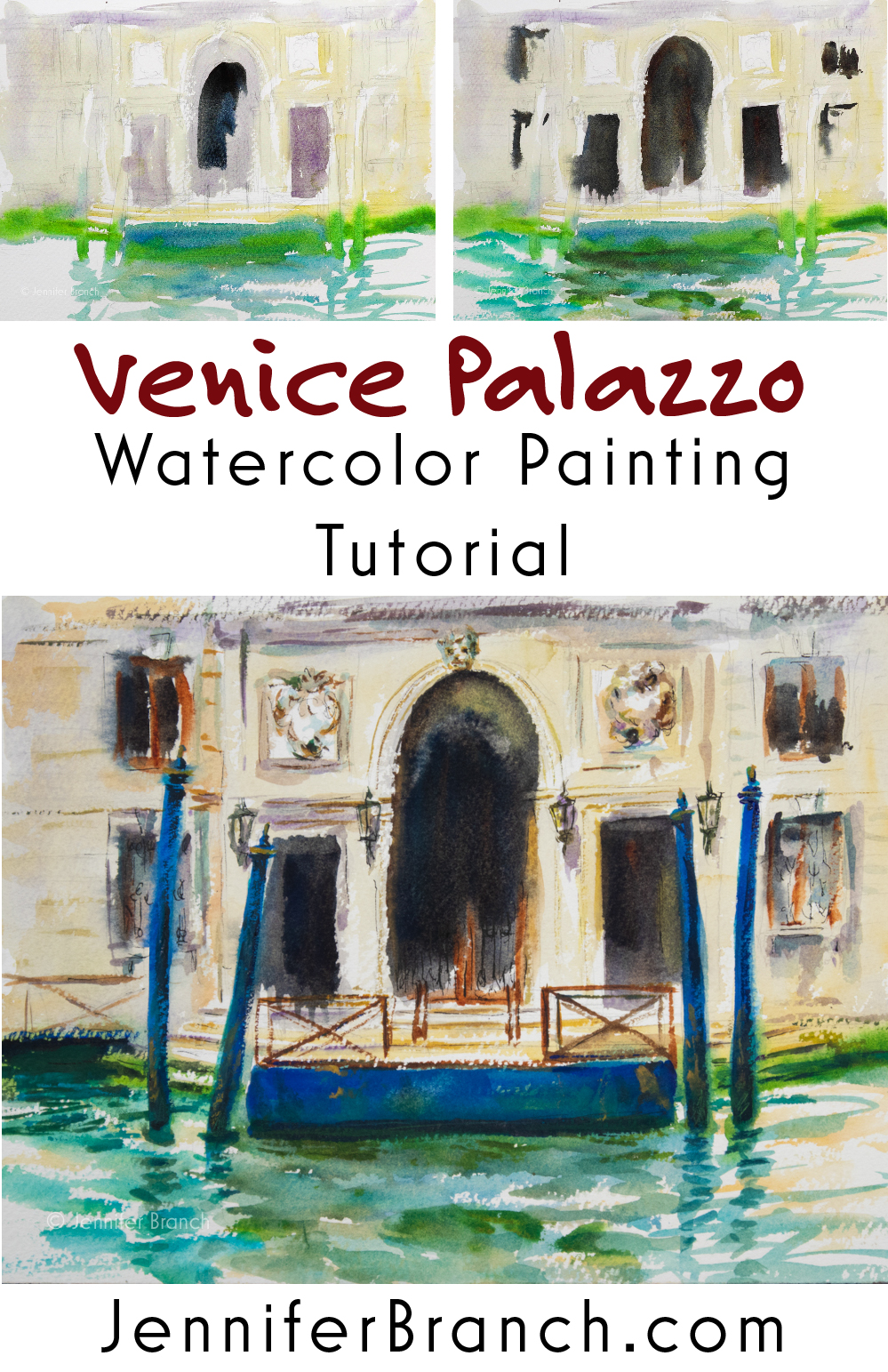 Fountain Pen Sketching watercolor painting tutorial by Jennifer Branch