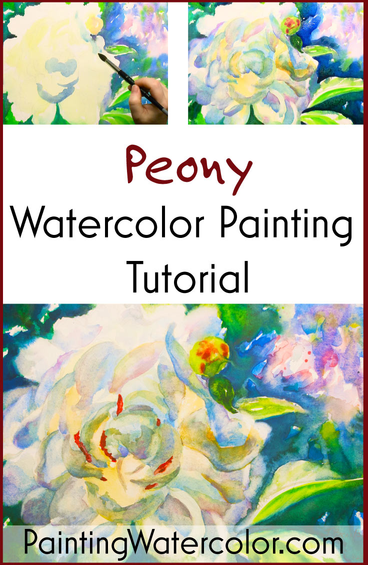 White Peony watercolor painting tutorial by Jennifer Branch