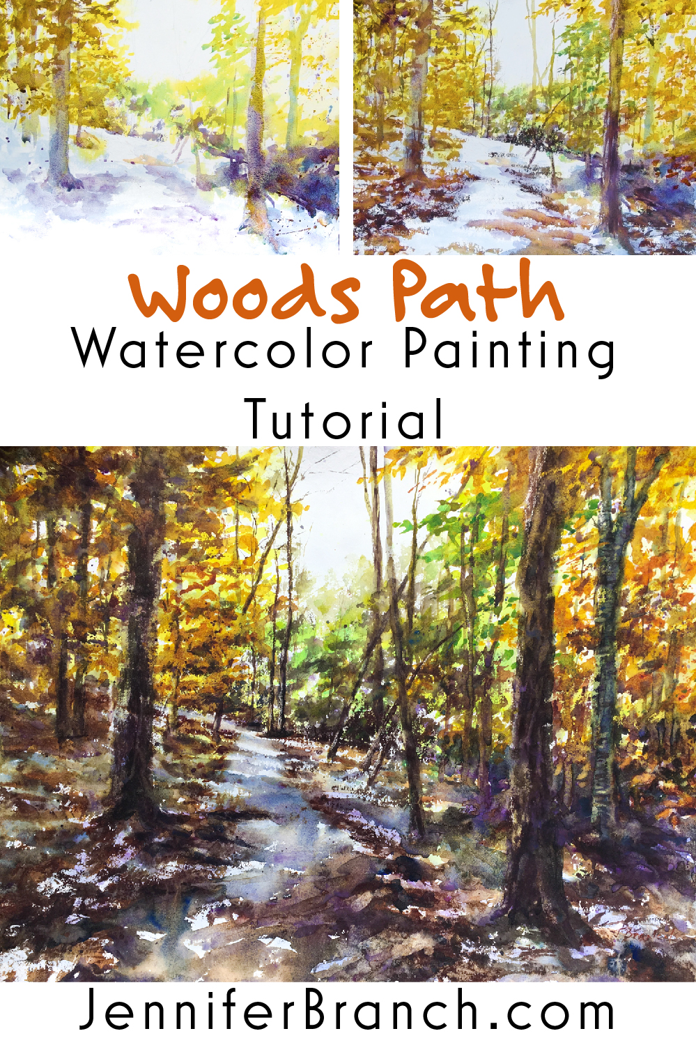Woods Path Painting Tutorial watercolor painting tutorial by Jennifer Branch