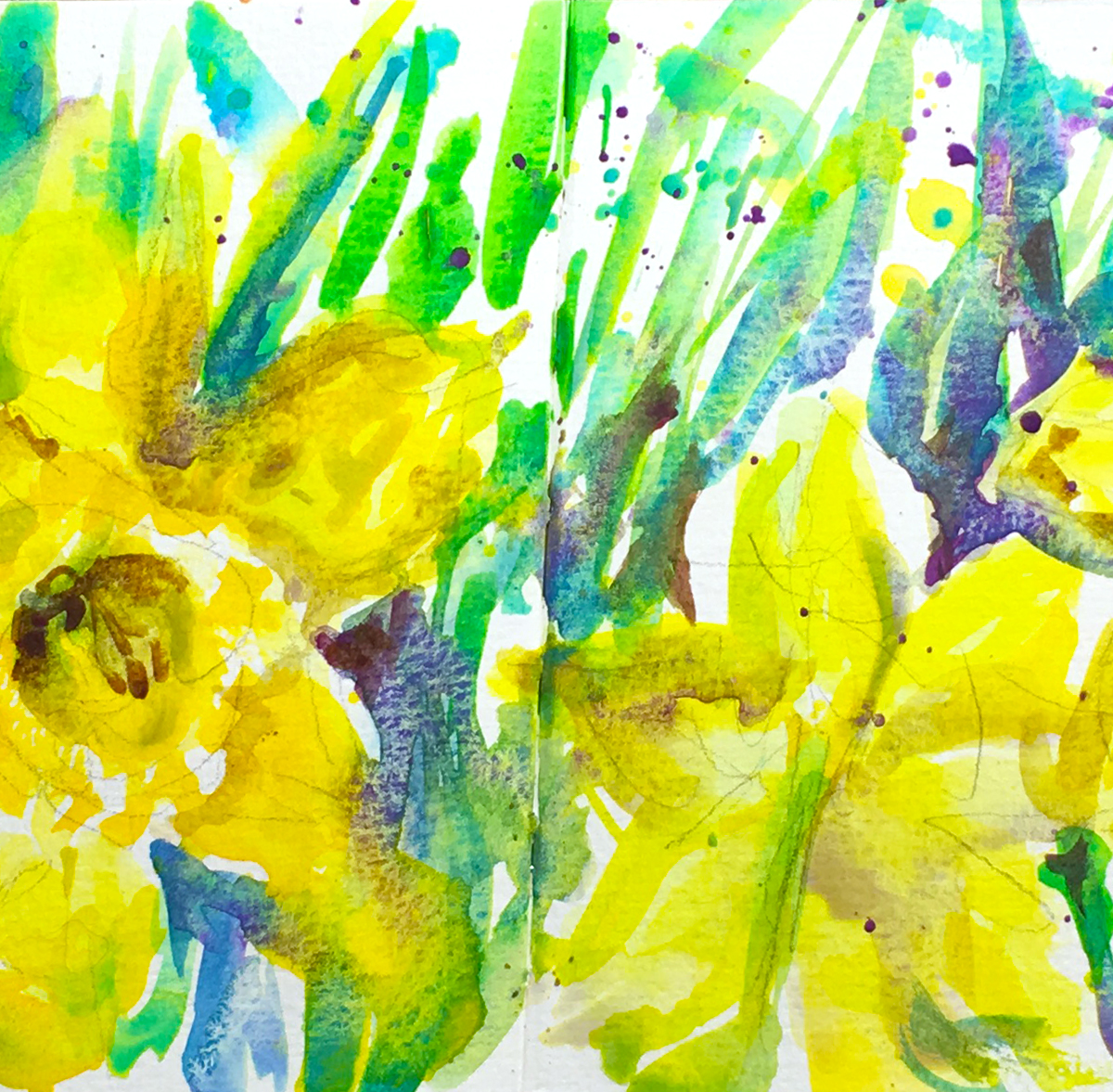 Daffodils Watercolor Sketch Watercolor Painting tutorial