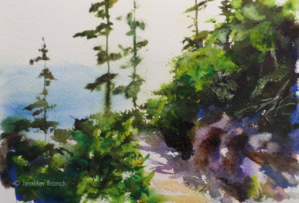 Bass Harbor Path Sketch by Jennifer Branch.