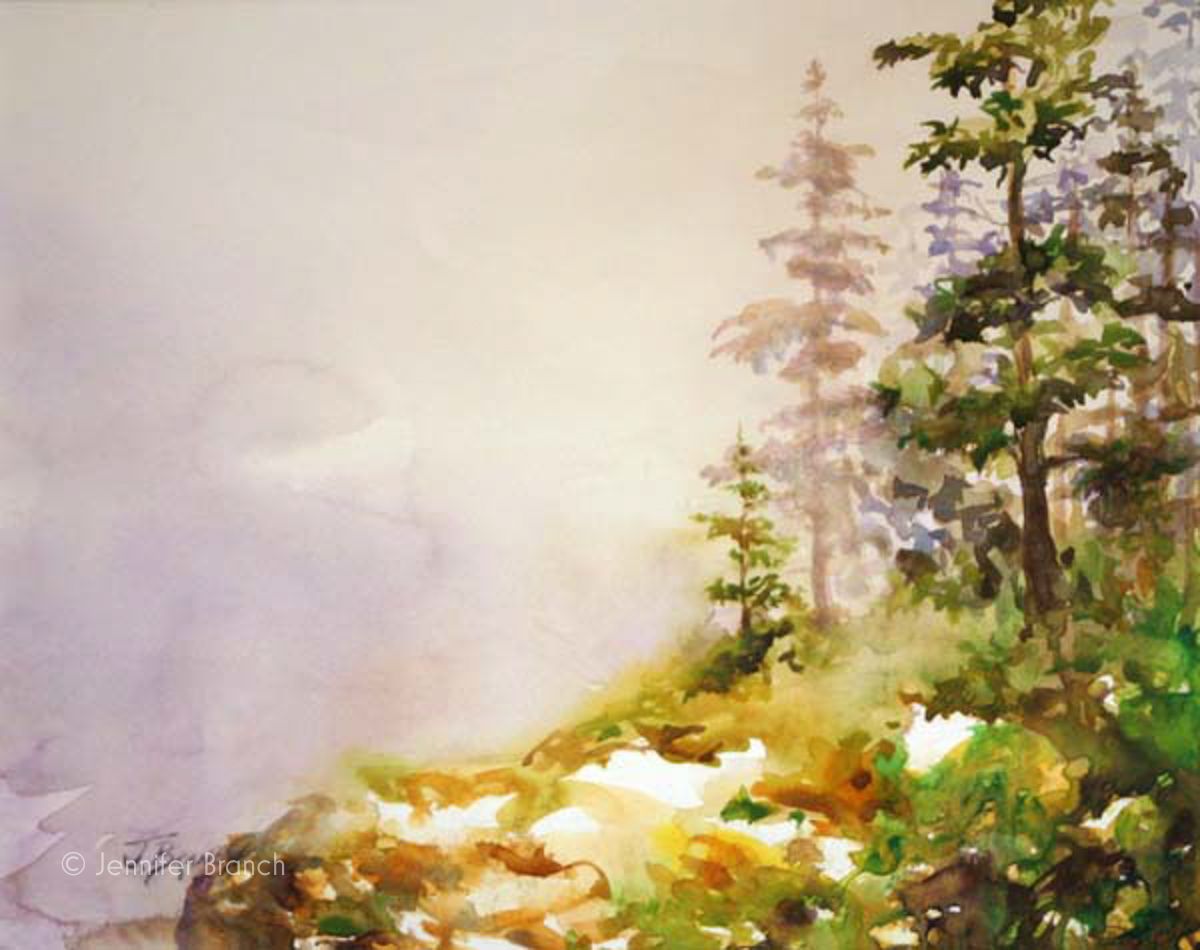 Acadia watercolor painting by Jennifer Branch