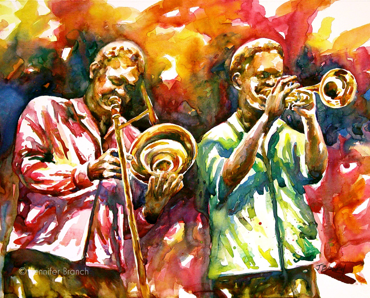 all that jazz watercolor painting by Jennifer Branch.