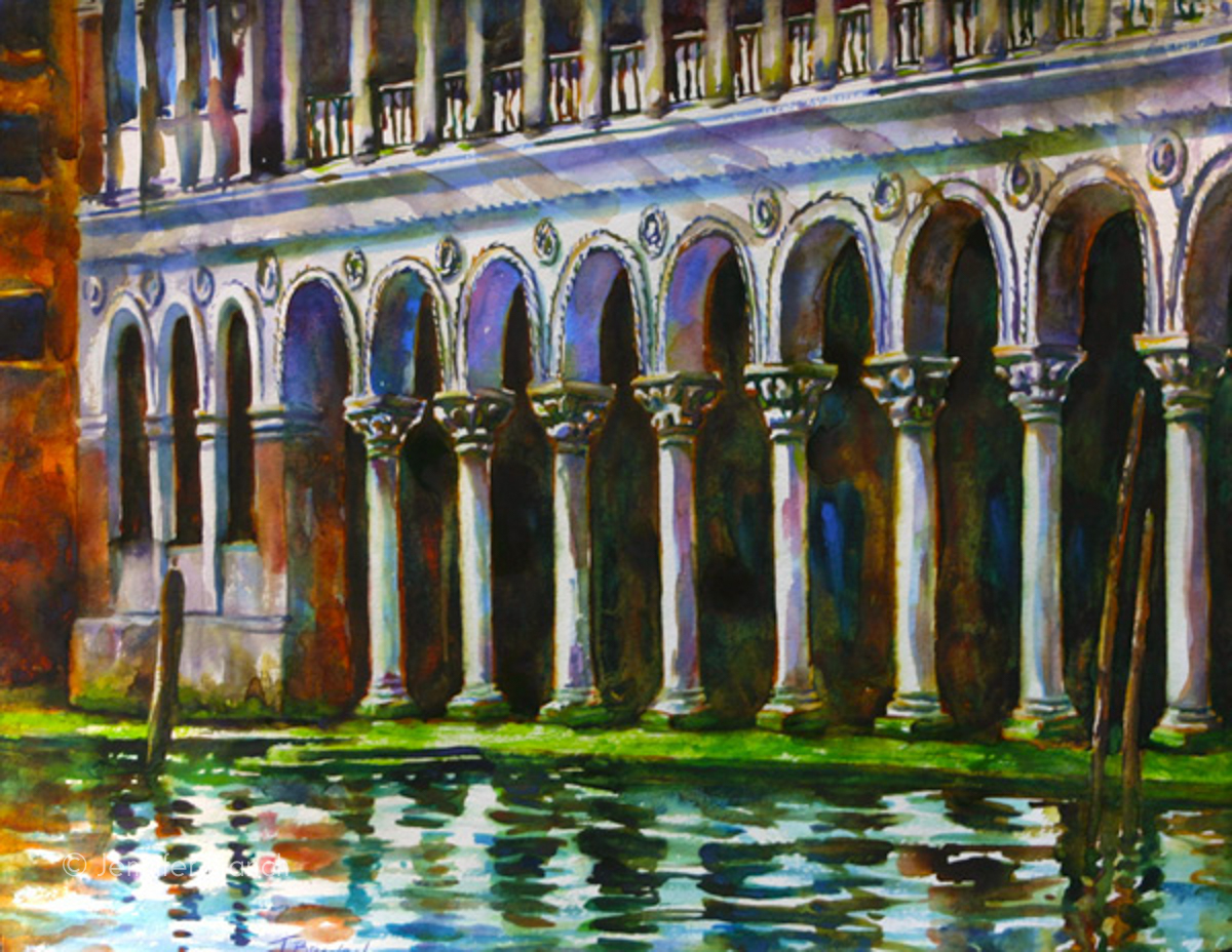 Along the Grand Canal II Tutorial watercolor painting lesson by Jennifer Branch