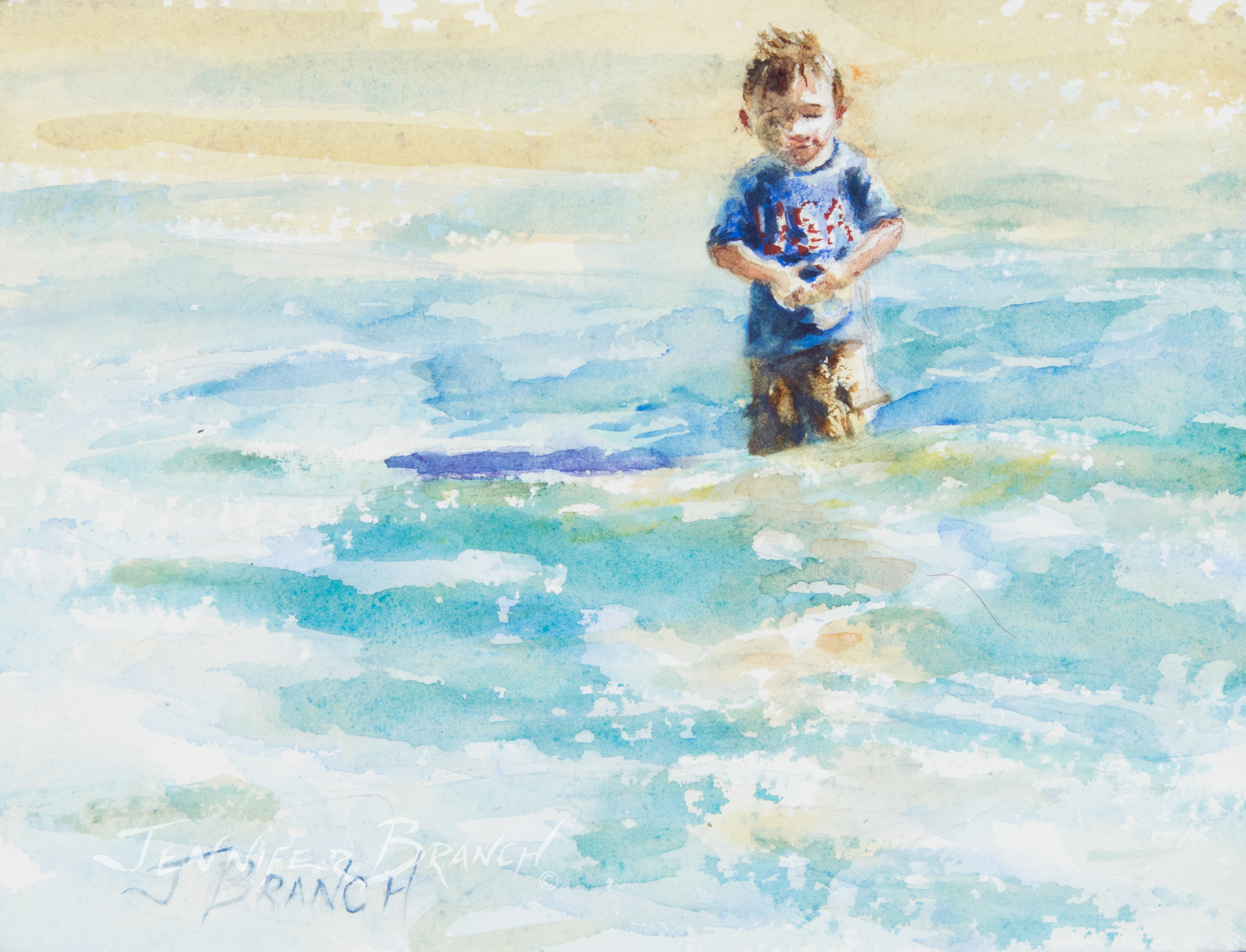 Beach Portrait Tutorial watercolor painting lesson by Jennifer Branch