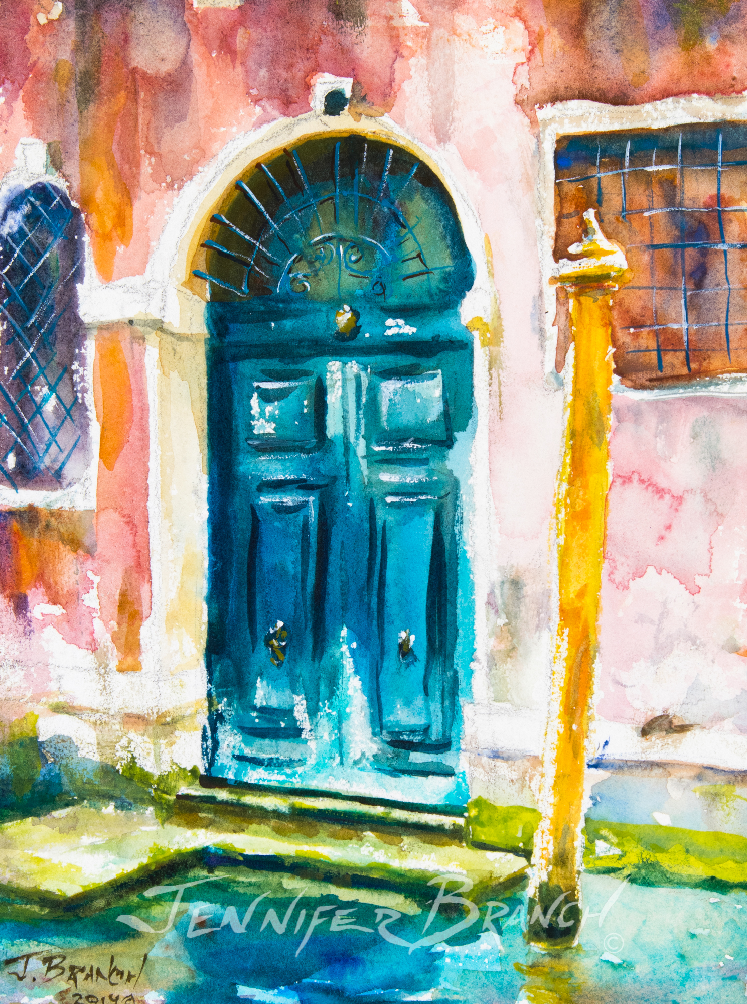 Venice Door watercolor painting by Jennifer Branch.