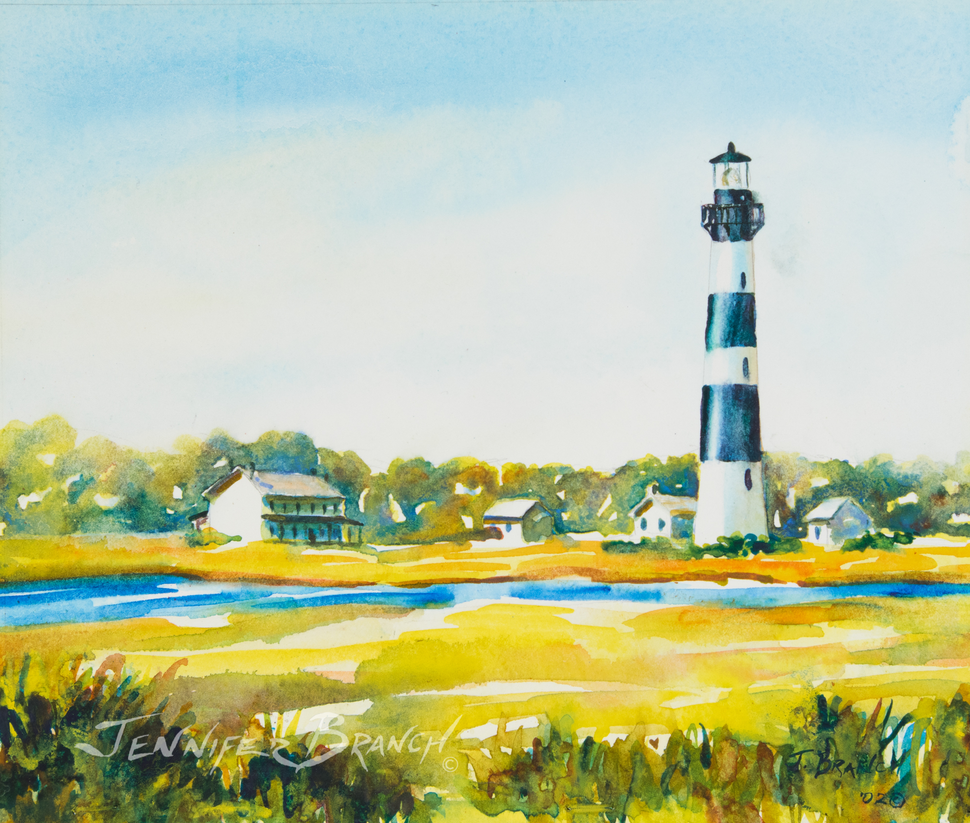 Bodie Island lighthouse watercolor painting
