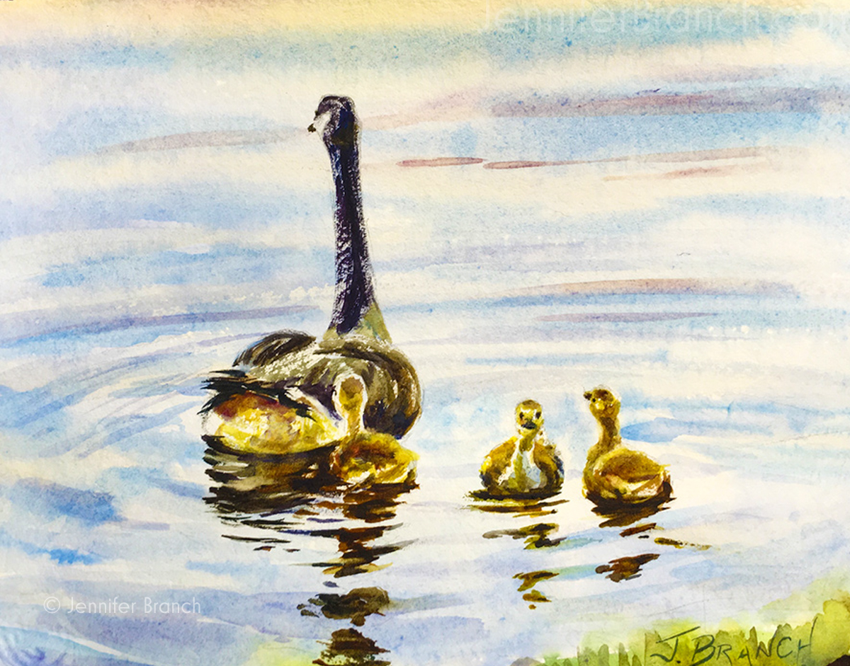 Watercolor reflections painting tutorial goslings