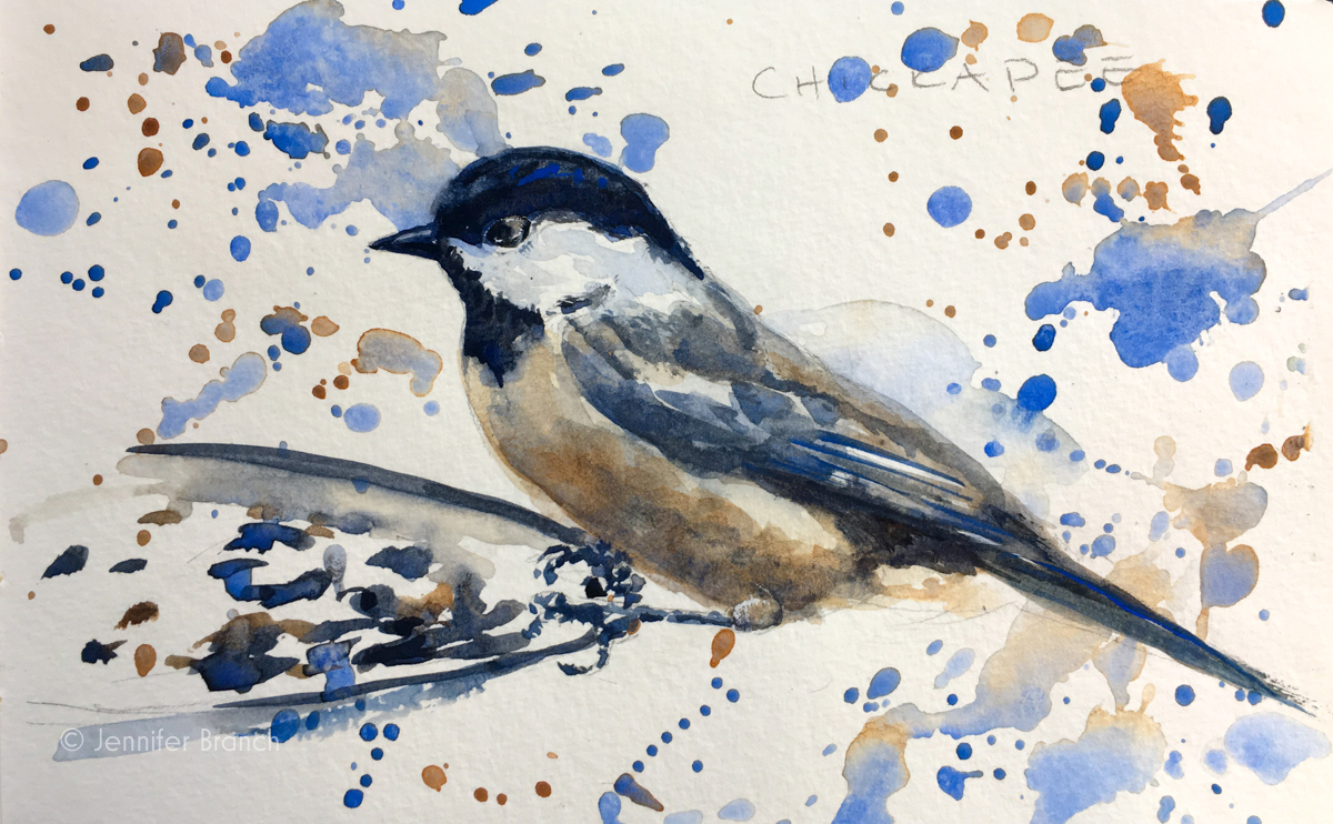 Backyard Bird Sketch, Chickadee Watercolor Painting Tutorial