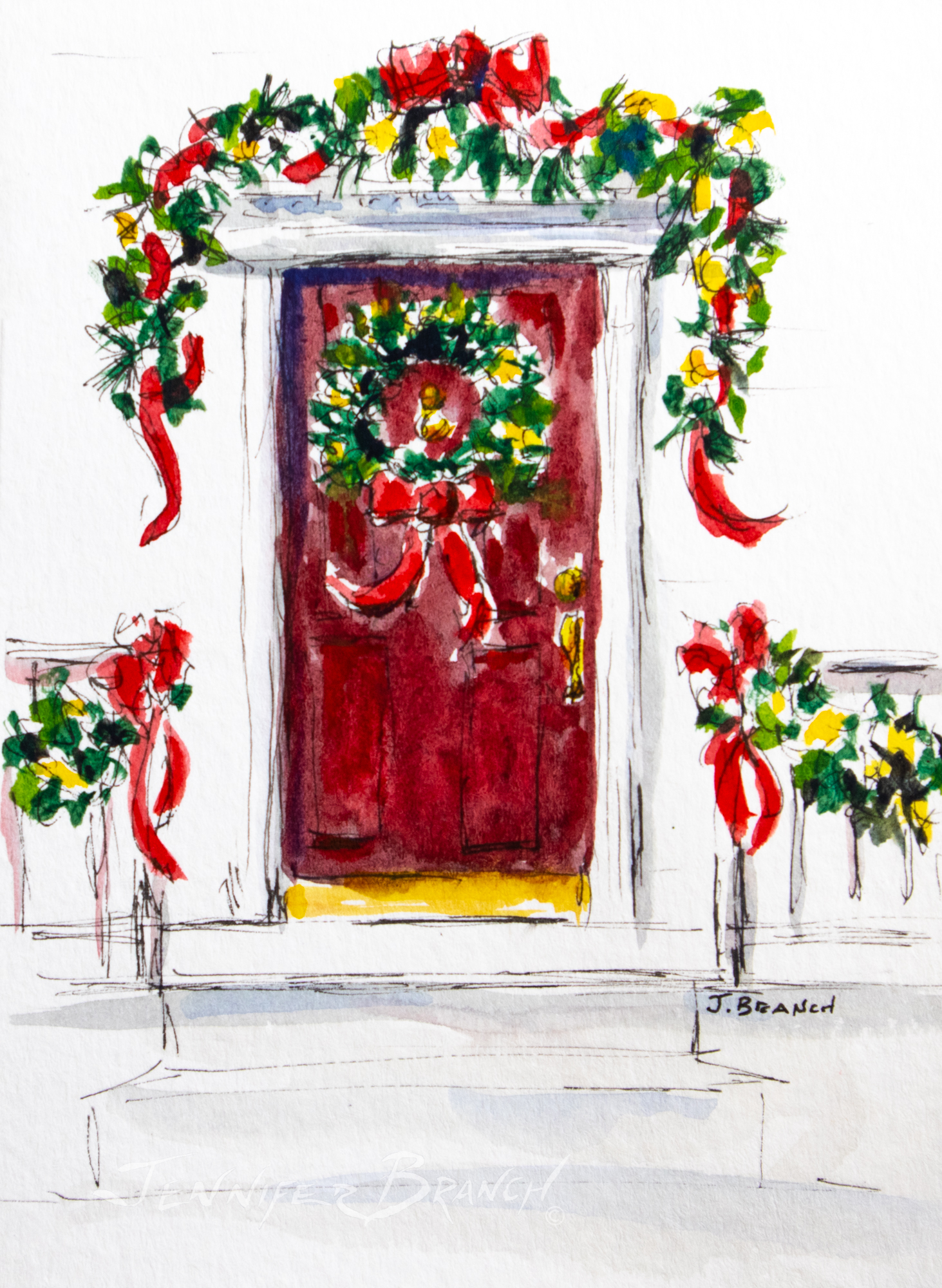 12 Days of Christmas Cards, Christmas Door by Jennifer Branch