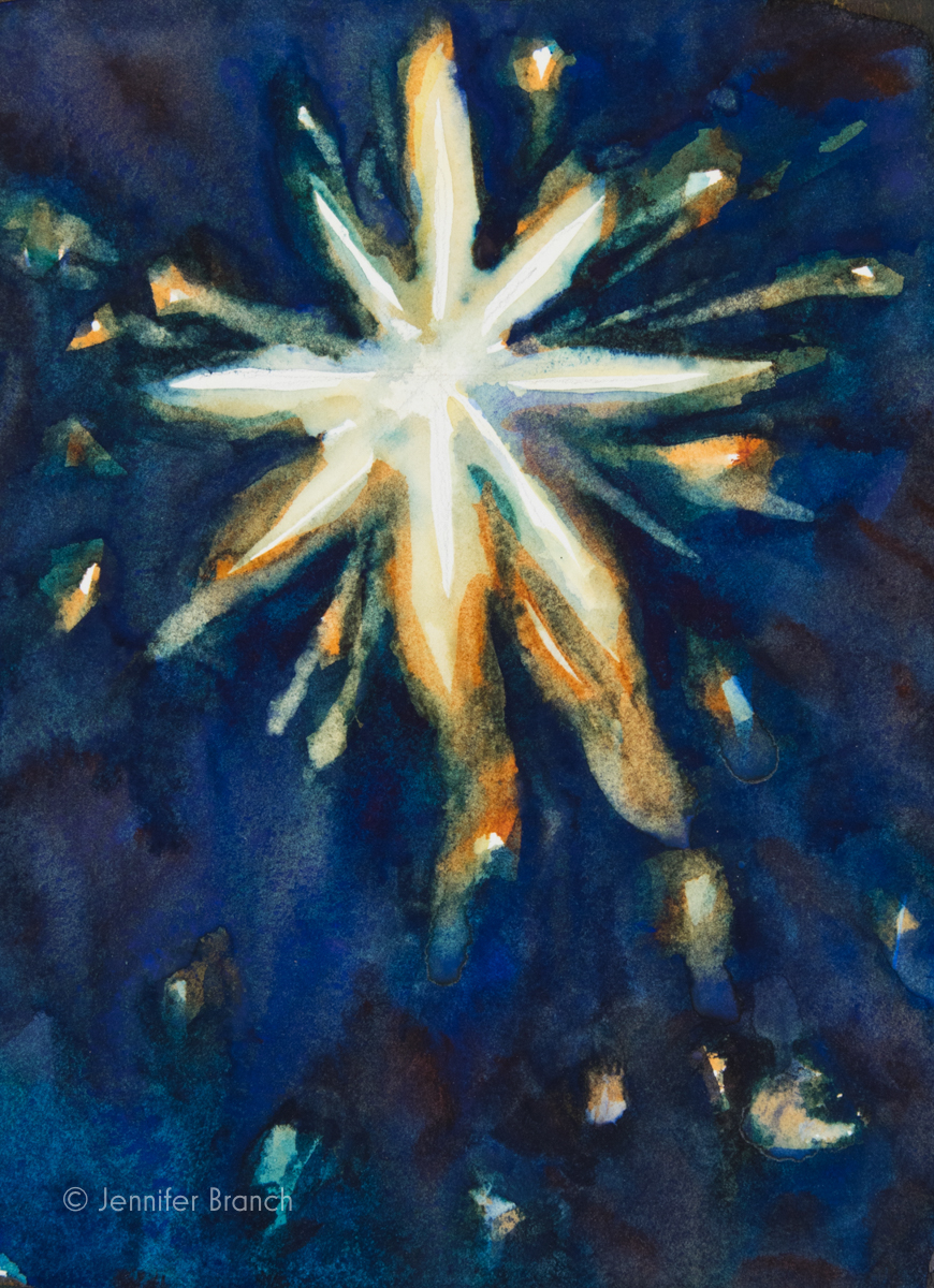 Watercolor Christmas Card Star