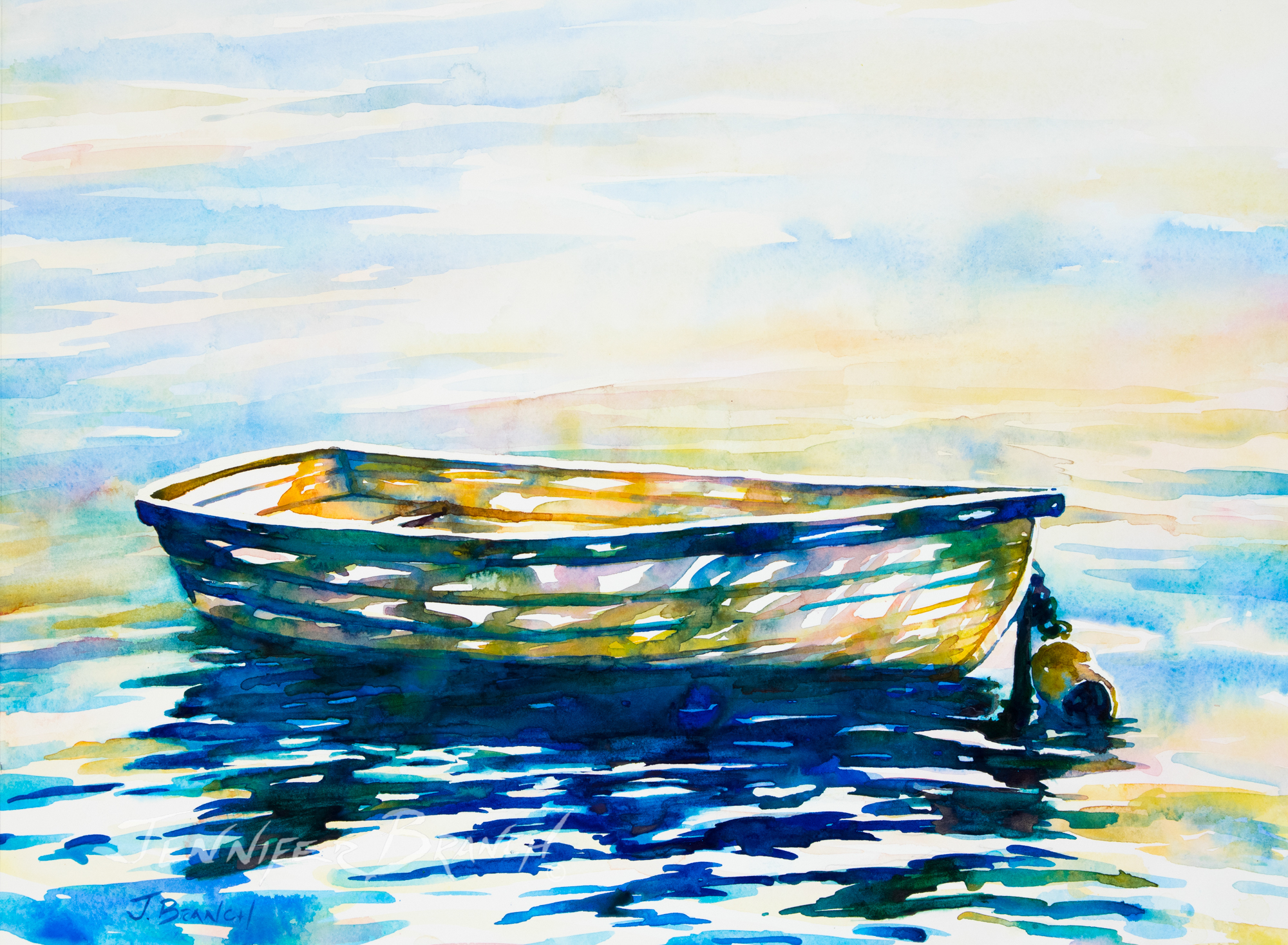 Dinghy watercolor painting  by Jennifer Branch