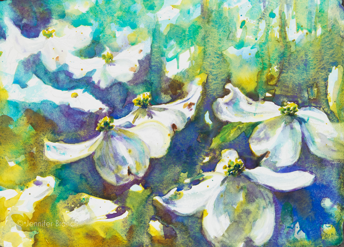 Dogwoods watercolor painting tutorial