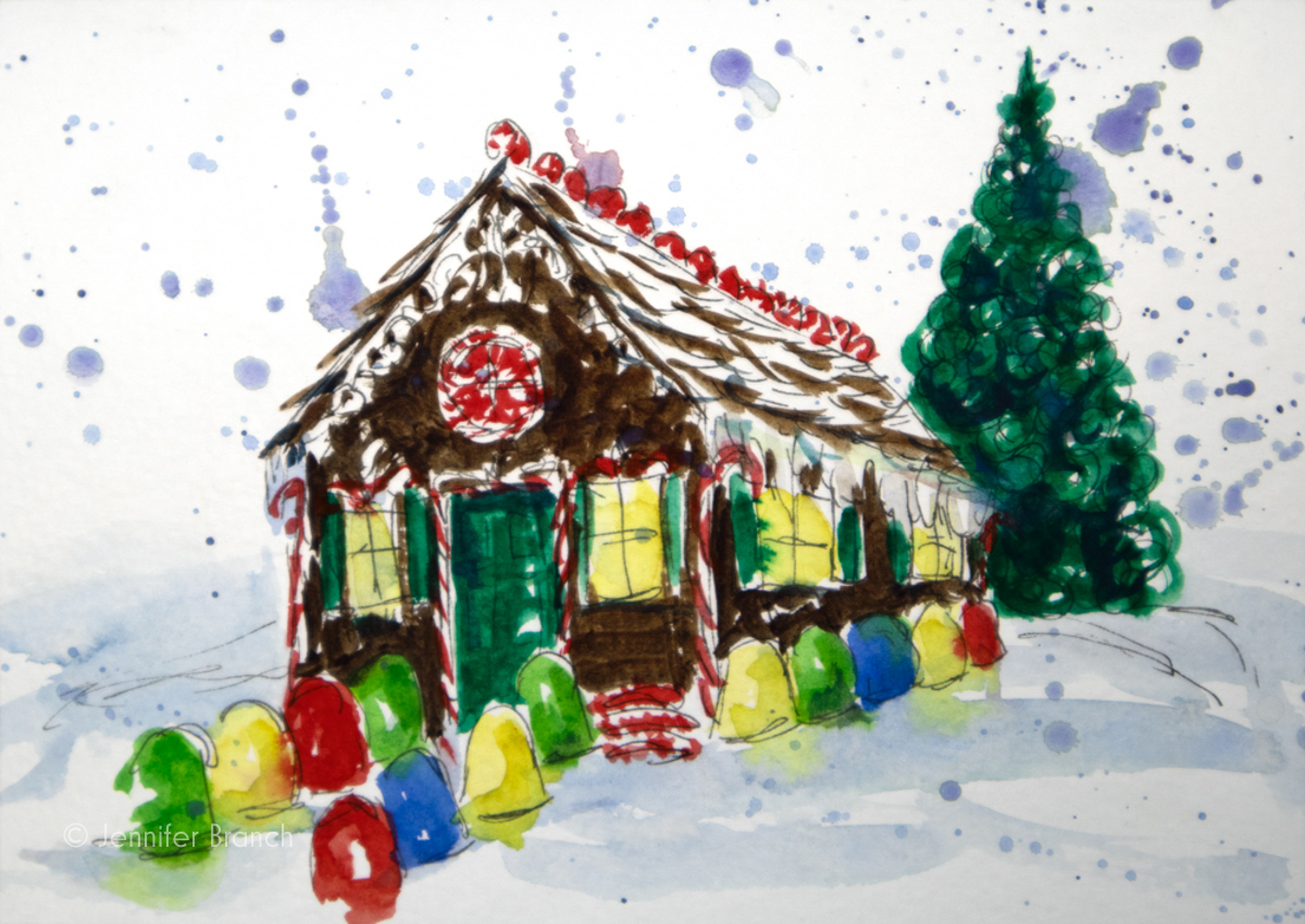 Christmas card gingerbread house