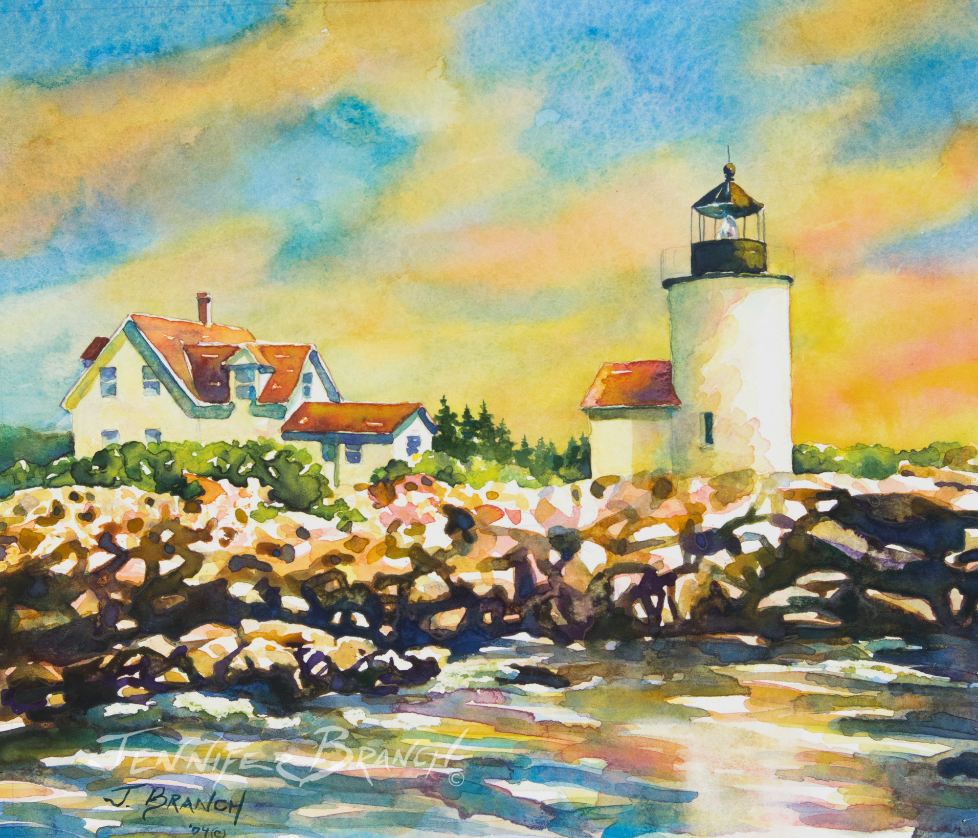 Goat Island Lighthouse painting by Jennifer Branch.