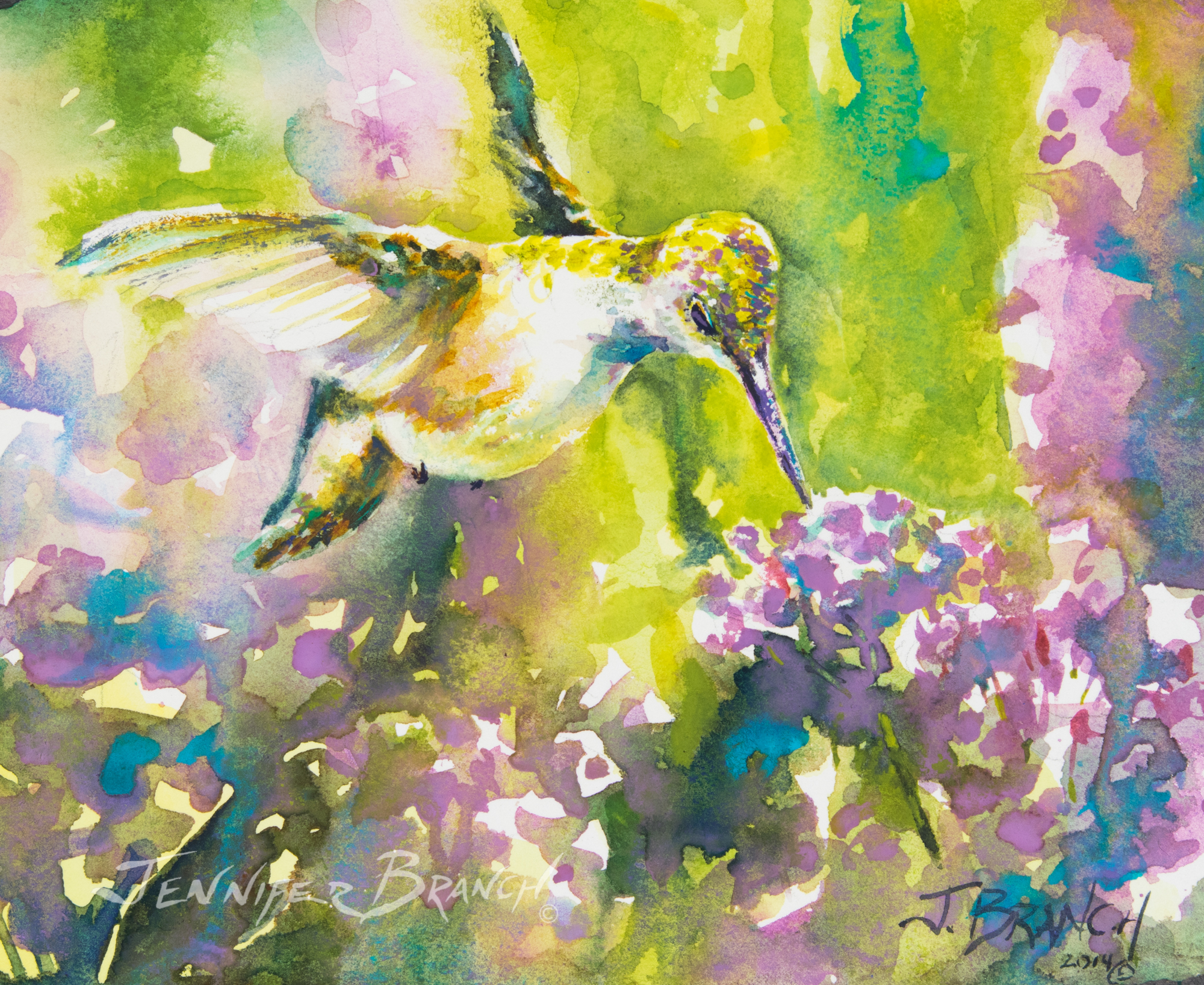 Hummingbird on Verbena Watercolor Painting tutorial