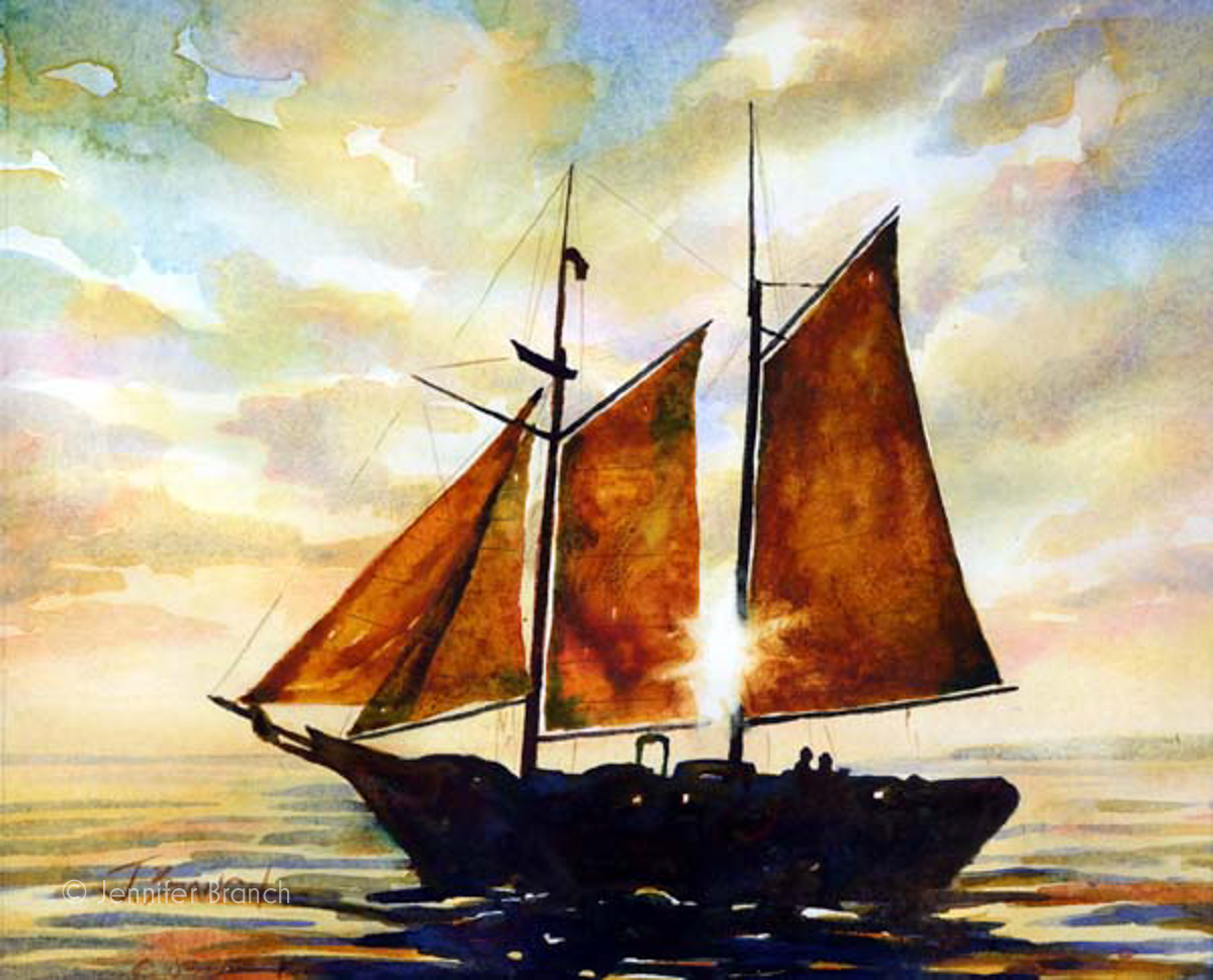 Key West sailboat painting by Jennifer Branch