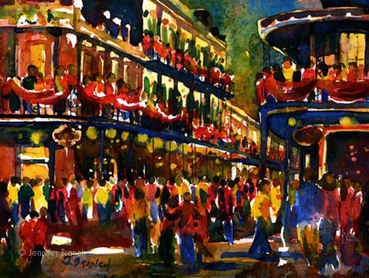 New Orleans Mardi Gras painting by Jennifer Branch.