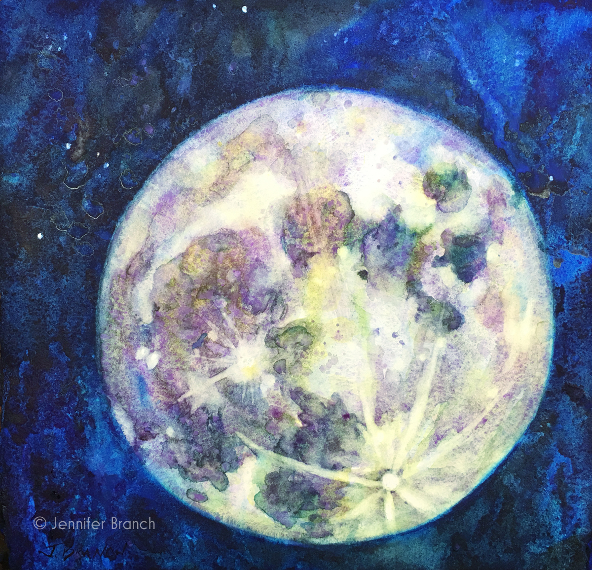 How to Paint a Full Moon watercolor painting tutorial