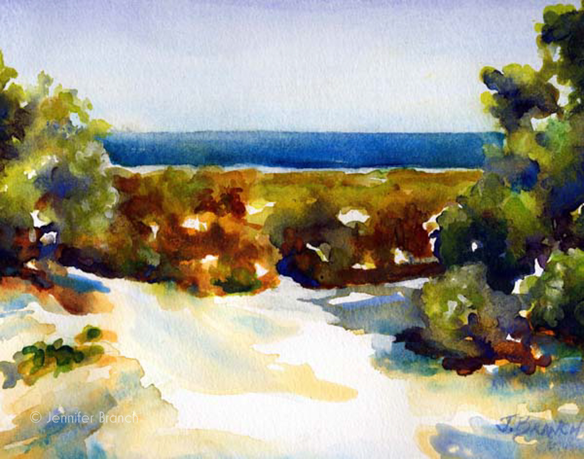 Beach Path watercolor painting by Jennifer Branch